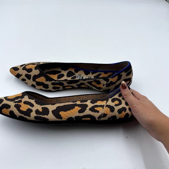 Rothy's  The Point Desert Cat Leopard Print Washable Women's Flats - Size 12.5 - Picture 5 of 9